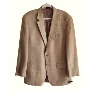 Ralph Lauren Silk Wool Small‎ Plaid Tan Brown Blazer Jacket Suit Coat Mens 42L